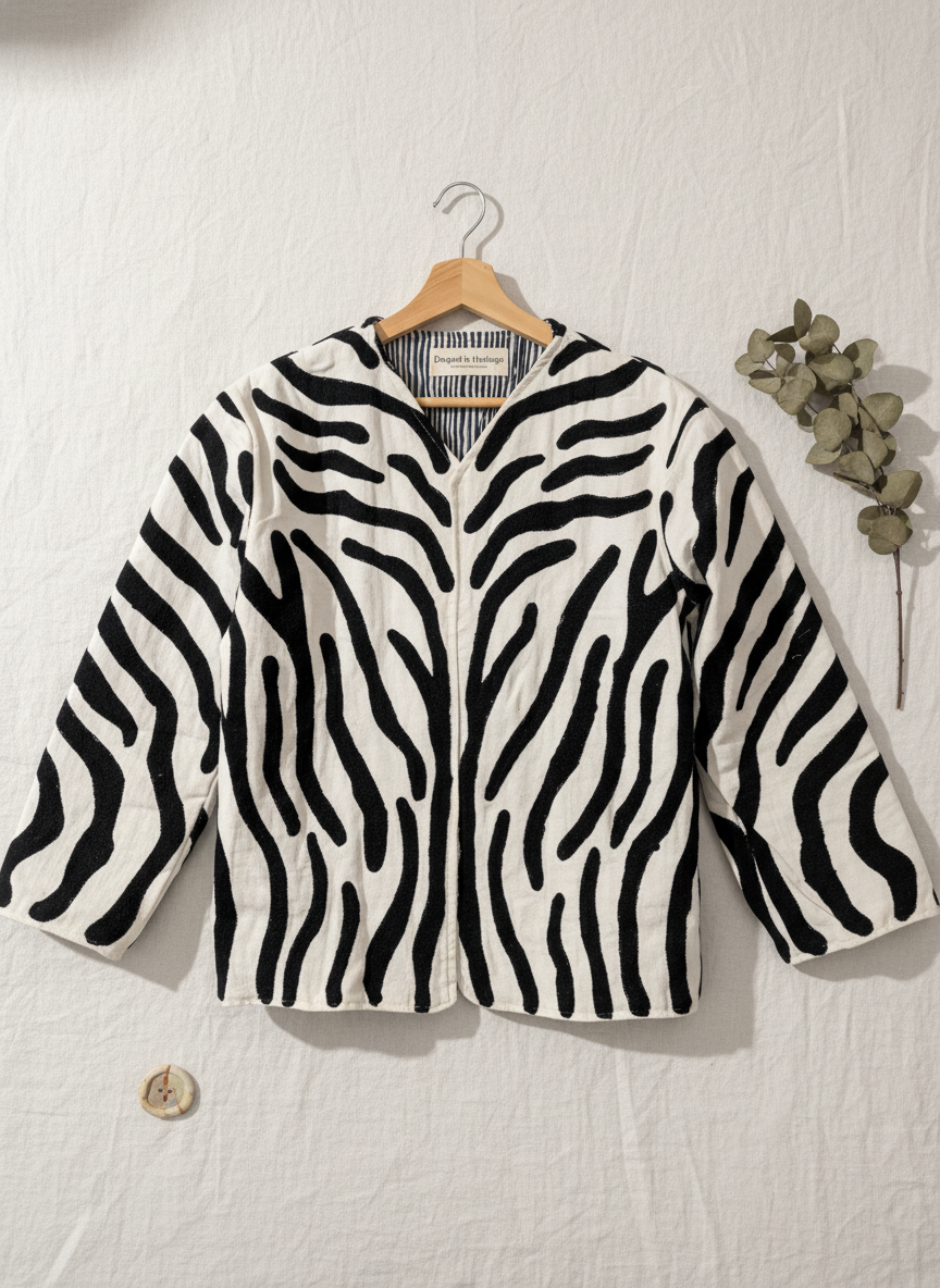 Zebra Print Cotton Suzani Jacket