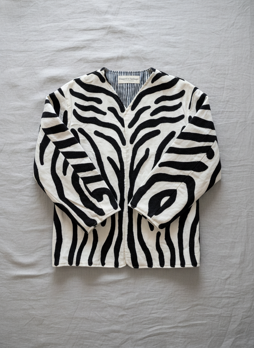 Zebra Print Cotton Suzani Jacket