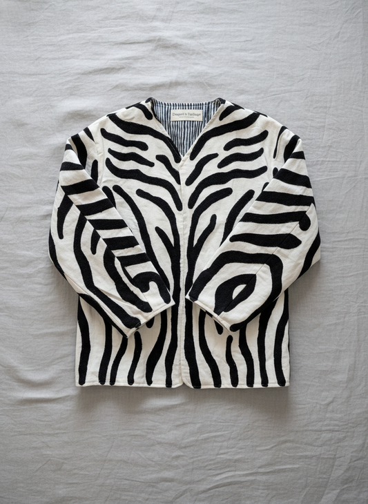 Zebra Print Cotton Suzani Jacket