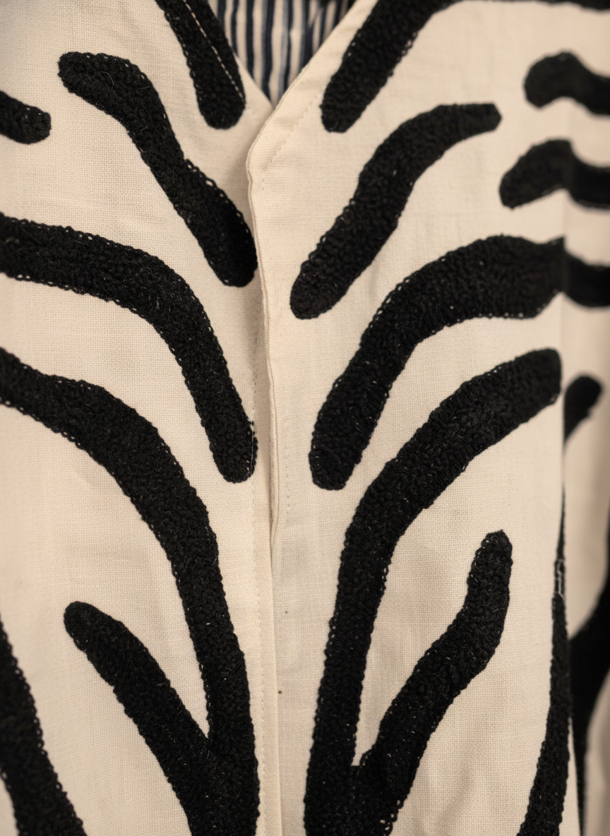 Zebra Print Cotton Suzani Jacket