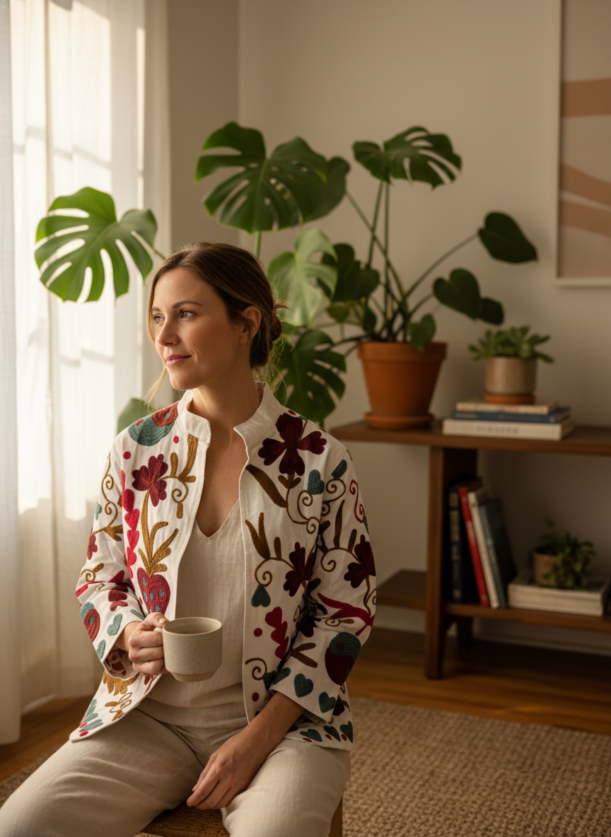 Bloom Royale Multicolor Canvas Suzani Jacket