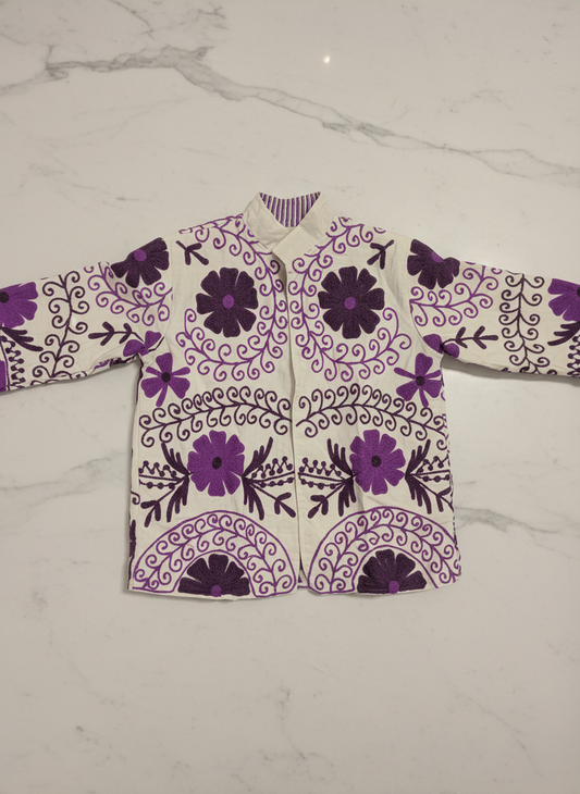 Night Purple Cotton Canvas Suzani Jacket
