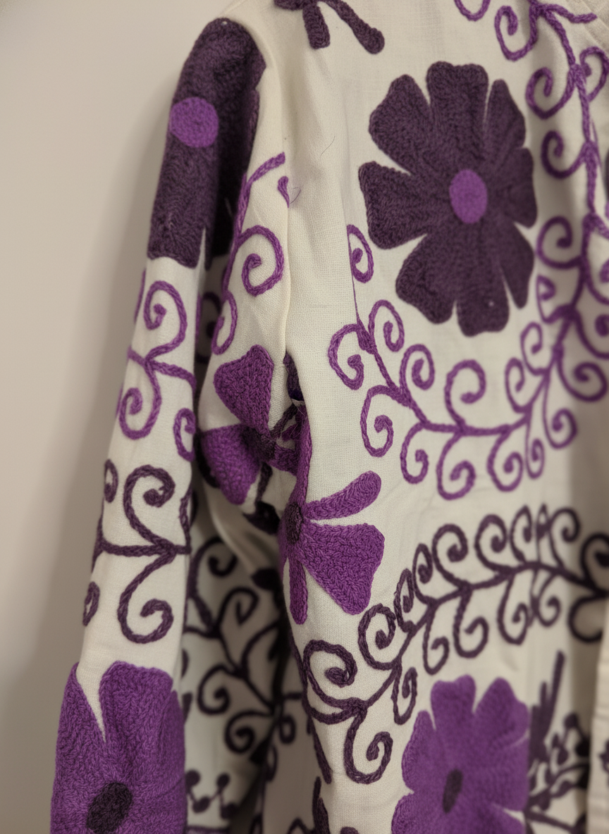 Night Purple Cotton Canvas Suzani Jacket