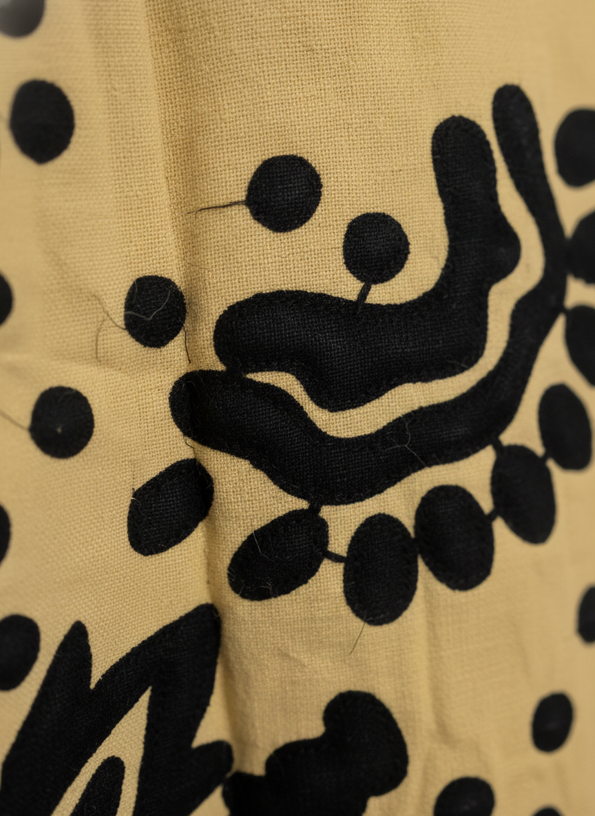 Yellow Black Cotton Canvas Suzani Jacket