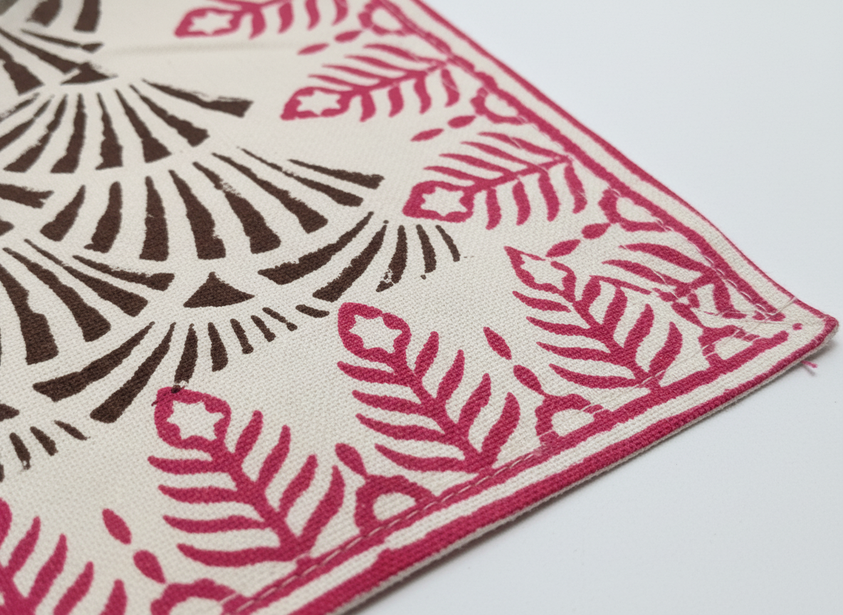 Brown Fan Block Print Cotton Placemats