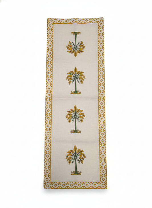 Yellow Floral Cotton Table Runner