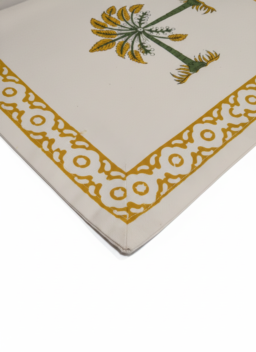 Yellow Floral Cotton Table Runner
