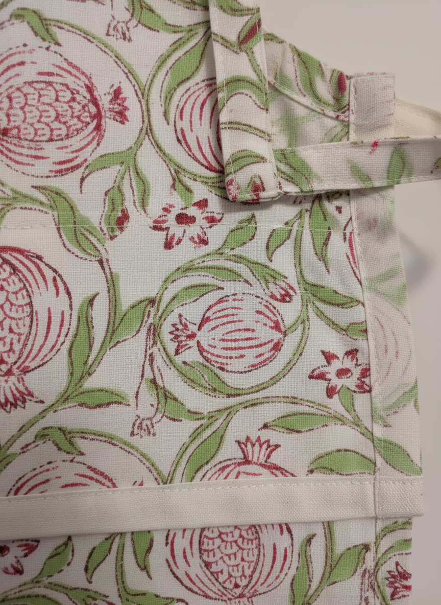 Pomegranate Vine Cotton Block Print Apron
