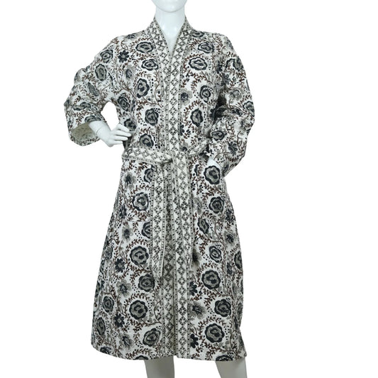 Vintage Hand Block Printed Cotton Waffle Bathrobe