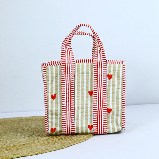 Blush Cotton Red Hearts Lunch Bag