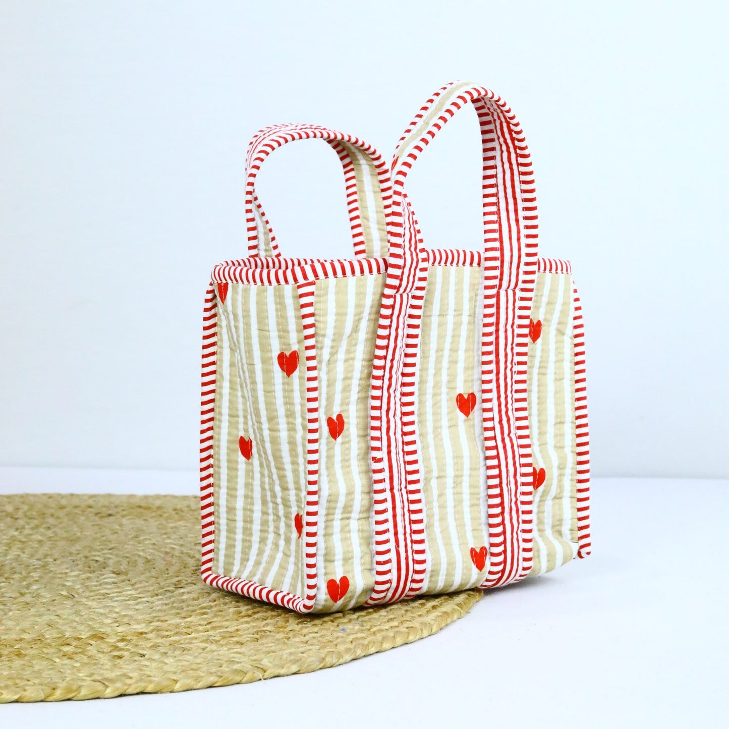 Blush Cotton Red Hearts Lunch Bag