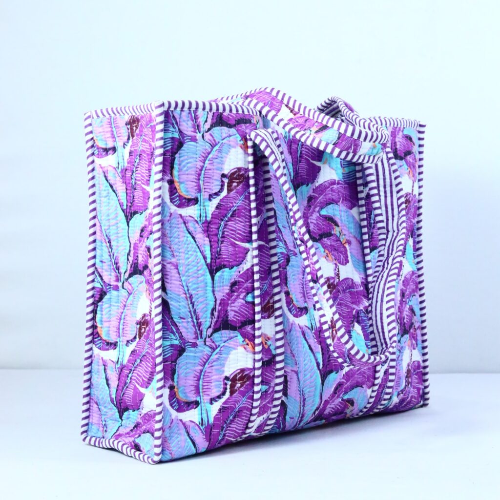 Purple Cotton Tote Bag, close-up of fabric texture